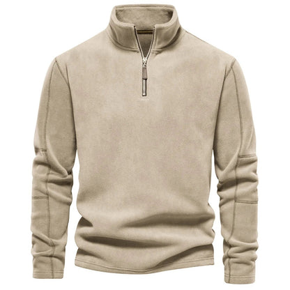 Fashion Personality Stand-collar Zippered Sweatshirt With Fleece Winter Casual Pullover Top Men's Clothing